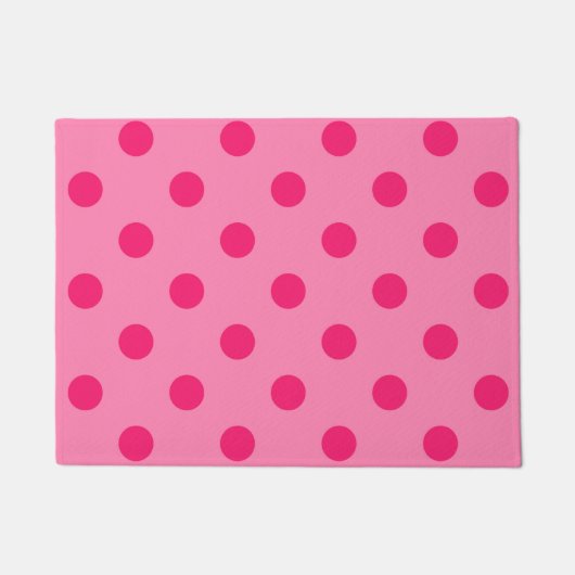 Hot Pink op Pink Polka Dots Patroonontwerp Deurmat (Voorkant)