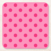 Hot Pink op Pink Polka Dots Patroonontwerp Kartonnen Onderzetters (Voorkant)