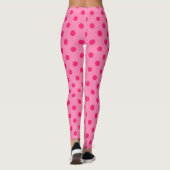 Hot Pink op Pink Polka Dots Patroonontwerp Leggings (Achterkant)
