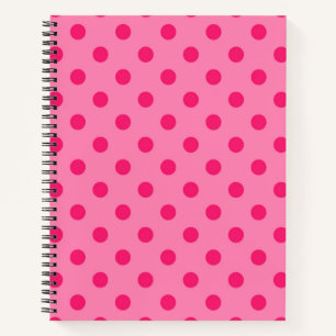 Hot Pink op Pink Polka Dots Patroonontwerp Notitieboek