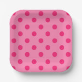 Hot Pink op Pink Polka Dots Patroonontwerp Papieren Bordje (Voorkant)