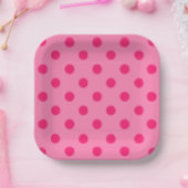 Hot Pink op Pink Polka Dots Patroonontwerp Papieren Bordje