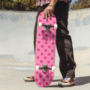 Hot Pink op Pink Polka Dots Patroonontwerp Persoonlijk Skateboard