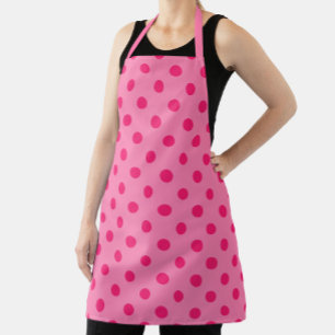 Hot Pink op Pink Polka Dots Patroonontwerp Schort