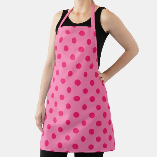Hot Pink op Pink Polka Dots Patroonontwerp Schort