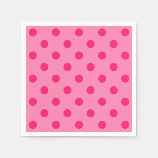 Hot Pink op Pink Polka Dots Patroonontwerp Servet (Voorkant)