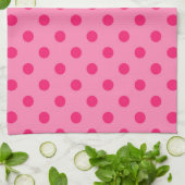 Hot Pink op Pink Polka Dots Patroonontwerp Theedoek (Gevouwen)