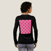 Hot Pink op Pink Polka Dots Patroonontwerp Tri-Blend Shirt (Achterkant)
