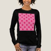 Hot Pink op Pink Polka Dots Patroonontwerp Tri-Blend Shirt (Voorkant)