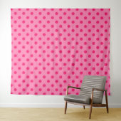 Hot Pink op Pink Polka Dots Patroonontwerp Wandkleed (In Situ (horizontaal))