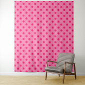 Hot Pink op Pink Polka Dots Patroonontwerp Wandkleed (In situ)