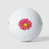 Hot Pink Oranje Daisy Golfballen (Voorkant)