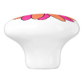 Hot Pink Oranje Daisy Keramische Knop (Zijkant)