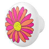 Hot Pink Oranje Daisy Keramische Knop (Rechts)