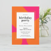 Hot Pink Oranje kleurrijke feestdag Kaart (Staand voorkant)