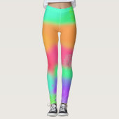 Hot Pink Oranje Paars Turquoise Punk Crazy Print Leggings (Voorkant)