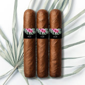 Hot Pink Orchids Tropical Wedding Cigar Band Etiket