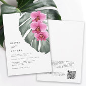Hot Pink Orchids Tropische bruiloft met QR-code Kaart