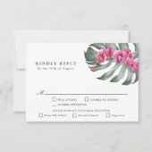 Hot Pink Orchids Tropische RSVP met Entree (Voorkant)