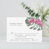 Hot Pink Orchids Tropische RSVP met Entree (Staand voorkant)