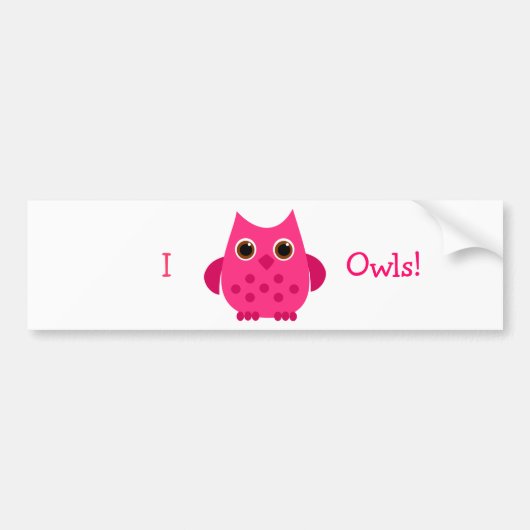 Hot Pink Owl Bumpersticker (Voorkant)