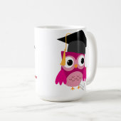 Hot Pink Owl met Diploma Afstuderen Mok (Voorkant rechts)