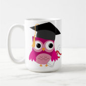 Hot Pink Owl met Diploma Afstuderen Mok (Links)