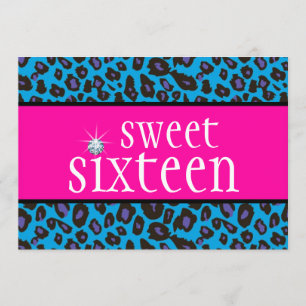 Hot Pink Paars Blauwgroen Blauw Luipaard Sweet Six Kaart