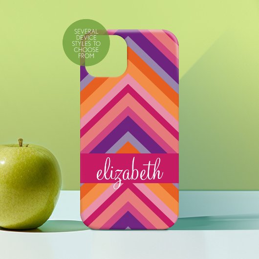 Hot Pink Paars Sinaasappel Chevron Pattern Case-Mate iPhone Case