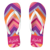 Hot Pink Paars Sinaasappel Chevron Pattern Teenslippers (Voetbed)