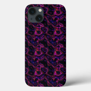 Hot Pink Paarse Black Swirling Pattern iPhone 13 Hoesje