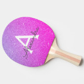 Hot Pink - Paarse Glitter en Sparkle Monogram Tafeltennisbatje (Zijkant)