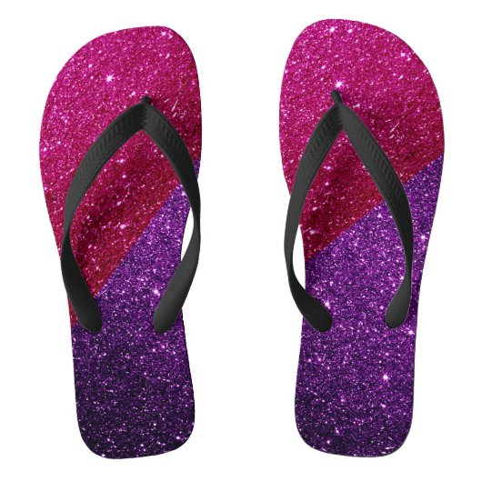 Hot Pink, Paarse glitz, glitter en Sparkles Teenslippers (Voetbed)