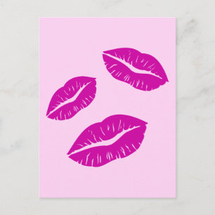 HOT PINK PAARSE KISSES LIPS LIVE ICONS MOTIVATIONA BRIEFKAART
