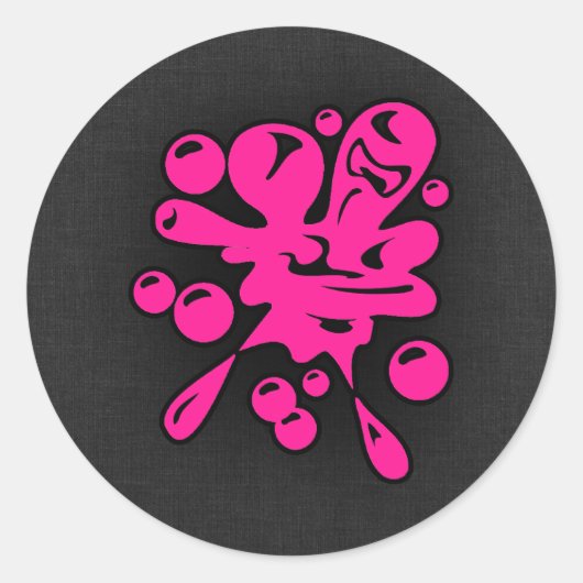 Hot Pink Paintball Ronde Sticker (Voorkant)