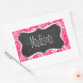 Hot Pink Paisley;  krijtbord Rechthoekige Sticker (Envelop)