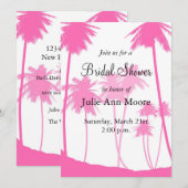 Hot Pink Palm Trees Tropisch Vrijgezellenfeest Kaart (Voorkant / Achterkant)