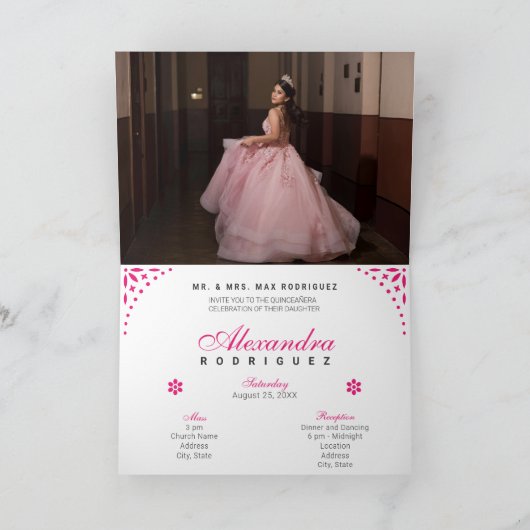 Hot Pink Papel Picado Mis Quince Años (Binnen)