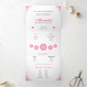 Hot Pink Papel Picado Mis Quince Años Drieluik Uitnodiging (Binnen)