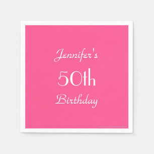 Hot Pink Paper Napkins, 50th Birthday Party Servetten