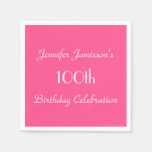 Hot Pink Papieren servetten, 100ste verjaardagsfee Servetten (Voorkant)