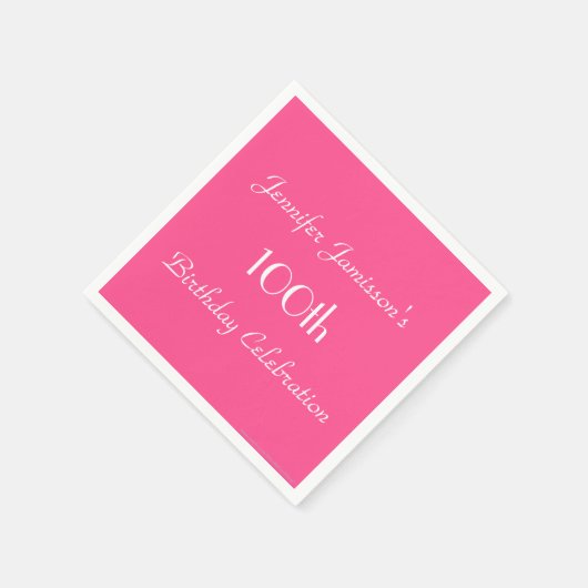 Hot Pink Papieren servetten, 100ste verjaardagsfee Servetten (Hoek)