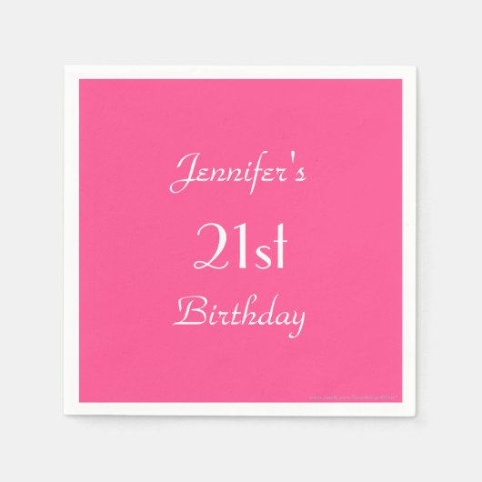 Hot Pink Papieren servetten, 21e verjaardagsfeestj Servet (Voorkant)