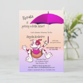 Hot Pink Paraplu Funny Dog Baby shower Invitation Kaart (Staand voorkant)