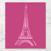 Hot Pink Paris Eiffeltoren Wijnlabel Wijn Etiket (Enkel label)