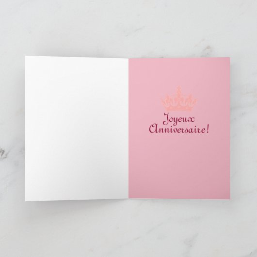 Hot Pink Paris Verjaardag Kaart (Binnen)