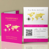 Hot Pink Passport Style 21st Birthday Party  Aankondiging