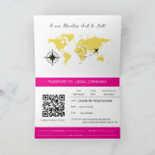 Hot Pink Passport Style 21st Birthday Party  Aankondiging (Binnen)