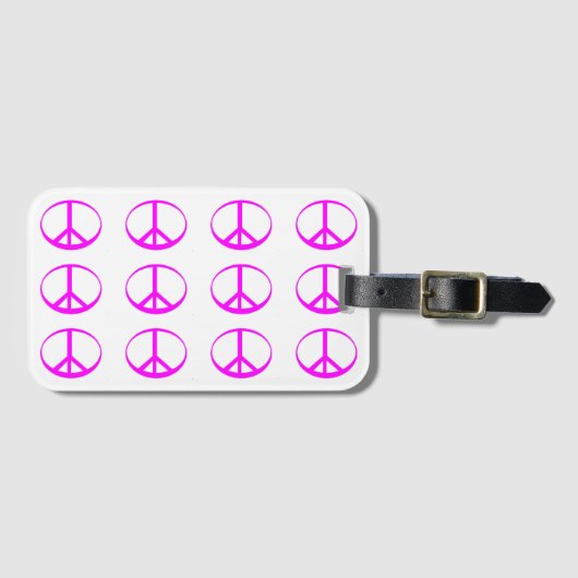Hot Pink Peace Sign Bagagelabel (Voorkant (horizontaal))
