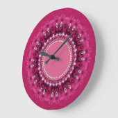 Hot Pink Peacock Lace Mandala wandklok (Hoek)